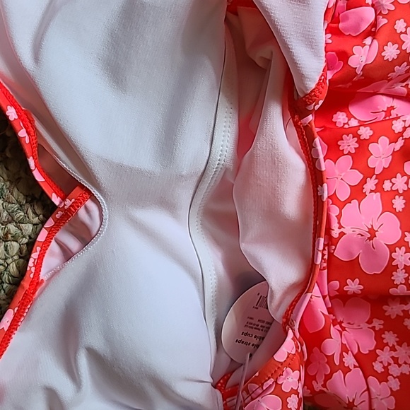 DECREE BRAND WOMENS ONE PIECE PINK AND RED SWIM SUIT WITH WRAP SKIRT SIZE XS - Picture 10 of 16